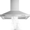 Tieasy Range Hood, Range Hoods 30 inch Stainless Steel, 450 CFM Kitchen Hood with LED Light Baffle Filters, 3 Speed Exhaust Fan Vent Hood