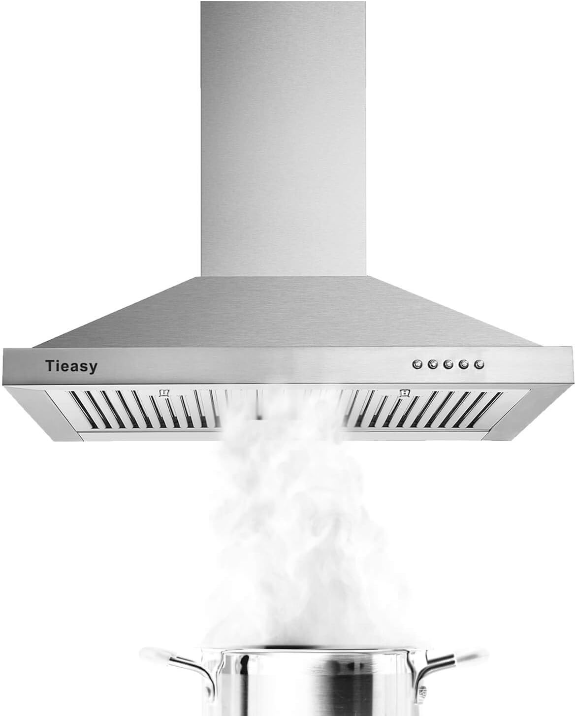 Tieasy Range Hood 30 inch Stainless Steel Wall Mount Stove Hood Ducted/Ductless - Silver
