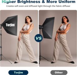 Torjim Softbox Photography Lighting Kit, Professional Photo Studio Lighting with 2x27x27in Soft Box 2X 85W 3000-7500K E26 LED Bulb,Continuous Lighting Kit for Video Recording (ST-10877)