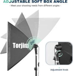 Torjim Softbox Photography Lighting Kit, Professional Photo Studio Lighting with 2x27x27in Soft Box 2X 85W 3000-7500K E26 LED Bulb,Continuous Lighting Kit for Video Recording (ST-10877)