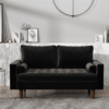 US Pride Furniture Mac Velvet 2 Seater Living Room Loveseat, Black