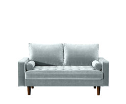 US Pride Furniture Mac Velvet 2 Seater Living Room Loveseat, Tiffany Blue