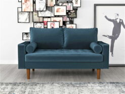 US Pride Furniture Mac Velvet Loveseat, Teal Blue