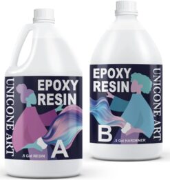 Unicone art Resin Epoxy Craft Kit 1 Gallon Epoxy Resin Kit (.5 Gal Resin + .5 Gal Hardener)