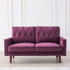 Uspridefurniture Feemster 57.5'' Velvet Square Arm Loveseat, Eggplant