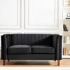 Uspridefurniture Plainfield Line Tufted Square Velvet Loveseat,Black