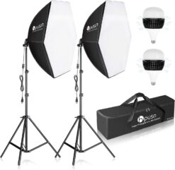 VICIALL HPUSN Softbox Lighting Kit 2x76x76cm Photography Continuous Lighting System Photo Studio Equipment with 2pcs E27 Socket