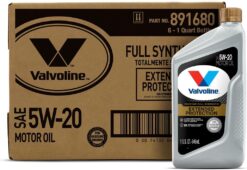 Valvoline Extended Protection SAE Full Synthetic Motor Oil SAE 5W-20 1 QT, Case of 6