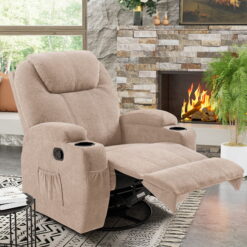 Vineego Fabric Power Massage Lift Recliner Chair with Heat & Vibration for Elderly,Beige