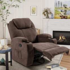 Vineego Fabric Power Massage Lift Recliner Chair with Heat & Vibration for Elderly,Brown