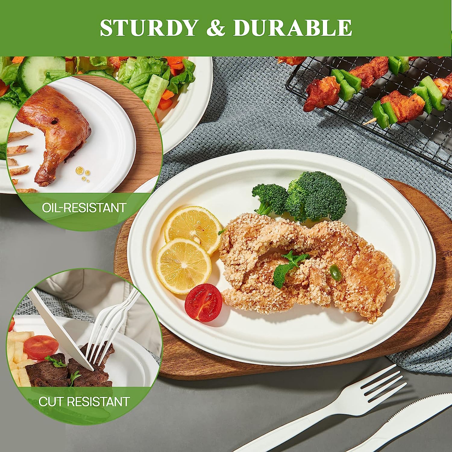 Disposable Paper Plates,12.5 Inch Oval Paper Plates,Super Strong