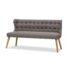 Wholesale Interiors Baxton Studio Melody Mid-Century Modern Grey Fabric and Natural Wood Finishing 3-Seater Settee Bench