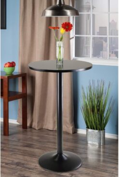 Winsome Obsidian Pub Table Round Black Mdf Top with Black Leg And Base - 23.7-Inch Top, 39.76-Inch Height, Pack of 1