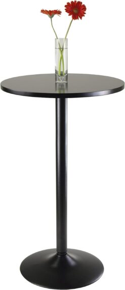 Winsome Obsidian Pub Table Round Black Mdf Top with Black Leg And Base - 23.7-Inch Top, 39.76-Inch Height, Pack of 1