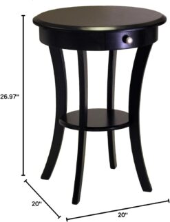 Winsome Wood Sasha Accent Table, Black, 20.00 x 20.00 x 27.00 Inches