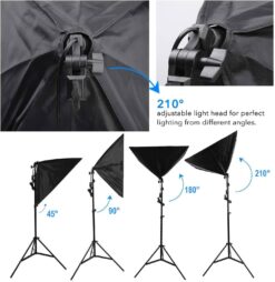 YISITONG Photography Video Studio Lighting Kit Softbox Umbrella Continuous Lighting Set with 4 Backdrops