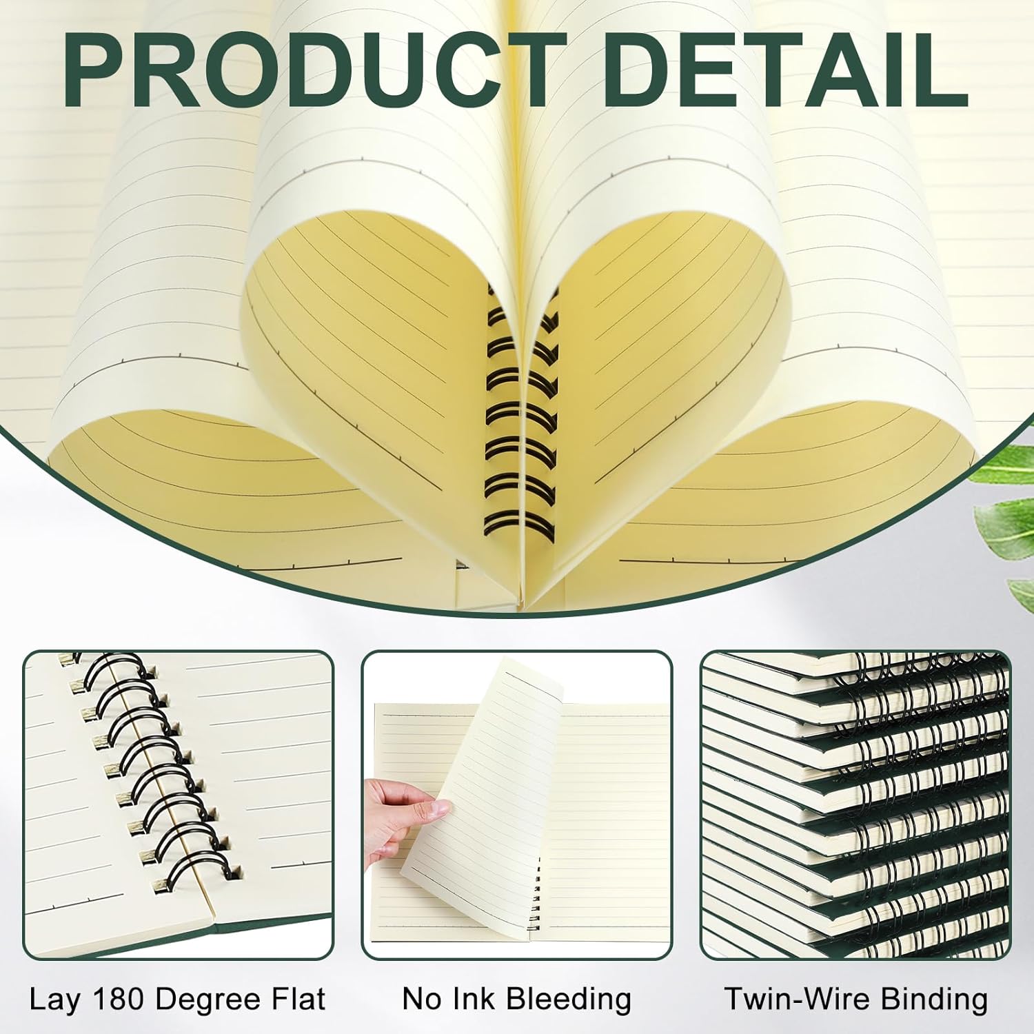 Lined Journal Notebook -365 Pages Thick Journals for Writing College A5  Green