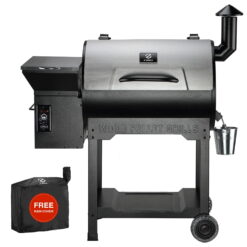 Z GRILLS ZPG-7002B3E 694 sq. in. Wood Pellet Grill and Smoker 8-in-1 BBQ Stainless Steel