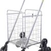 dbest products Stair Climber Cruiser Cart Shopping Grocery Rolling Folding Laundry Basket on Wheels Foldable Utility Trolley Compact Lightweight Collapsible, Silver