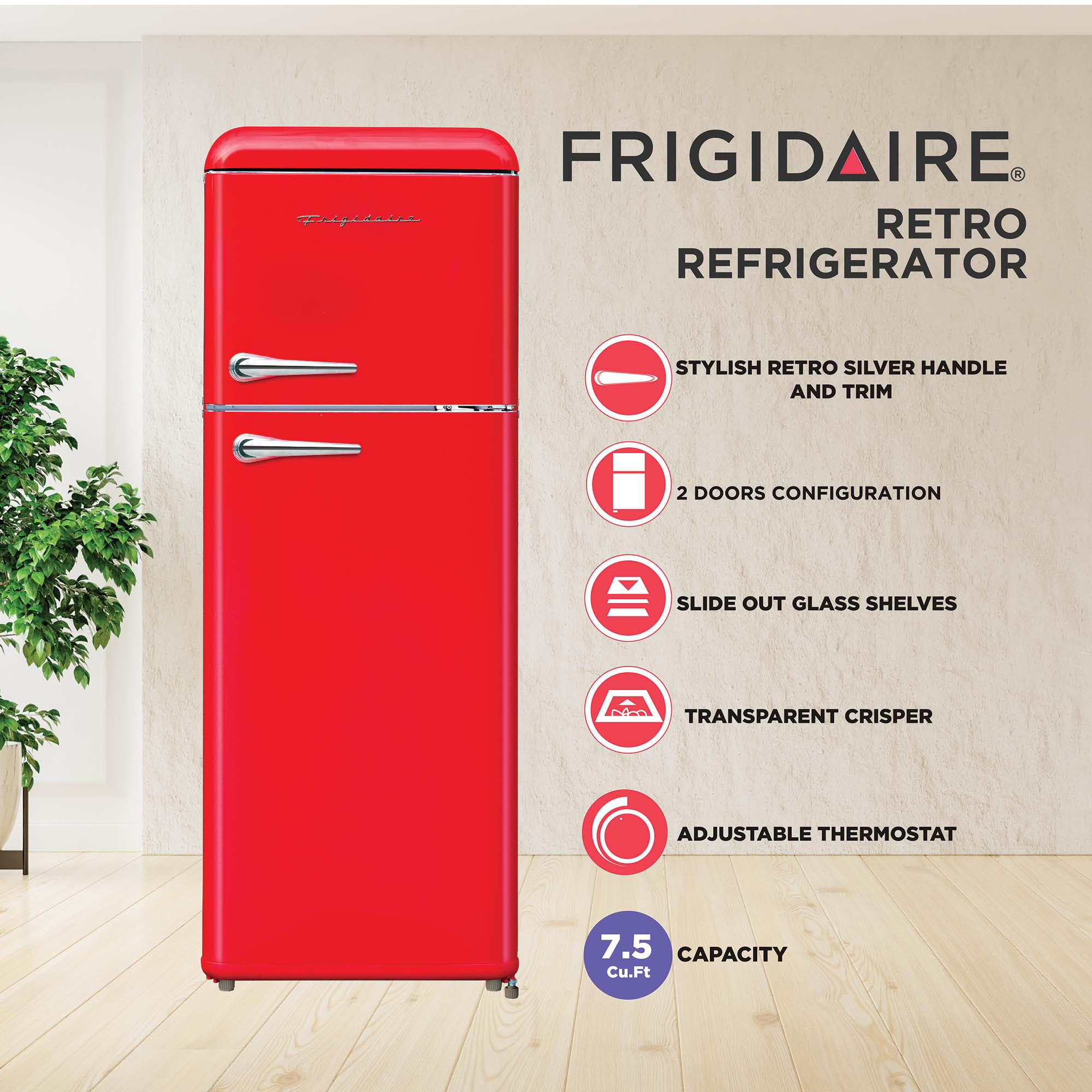 Frigidaire 7.5 Cu. Ft. Top Freezer Refrigerator in Black - Retro
