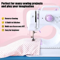 rxmeili Sewing Machine Portable mini Electric Sewing Machine for beginners 12 Built-in Stitches 2 Speed with Foot Pedal，Light, Storage Drawer