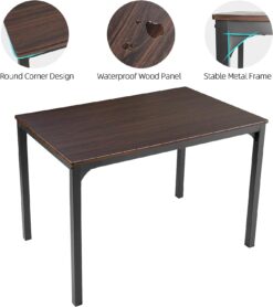 soges 4 Person Dining Table Set,43.3 inch Kitchen Table Set for 4,2 Chairs with Backrest,2-Person Bench with Storage Rack,Nesting Furniture Set for Dining Room and Restaurant, Rustic Oak