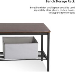 soges 4 Person Dining Table Set,43.3 inch Kitchen Table Set for 4,2 Chairs with Backrest,2-Person Bench with Storage Rack,Nesting Furniture Set for Dining Room and Restaurant, Rustic Oak