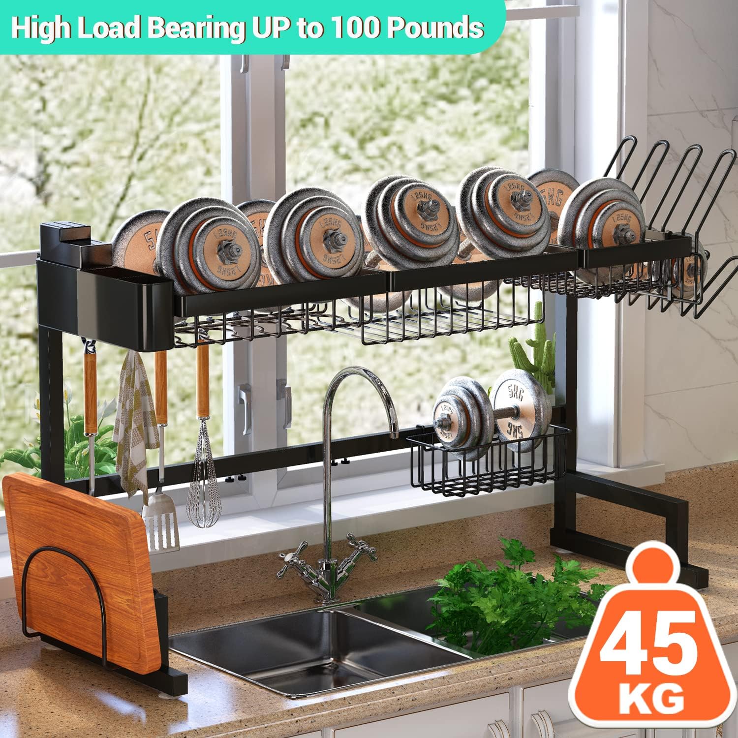 Expandable Dish Drying Rack 2 Tier Large Drying Rack For Kitchen