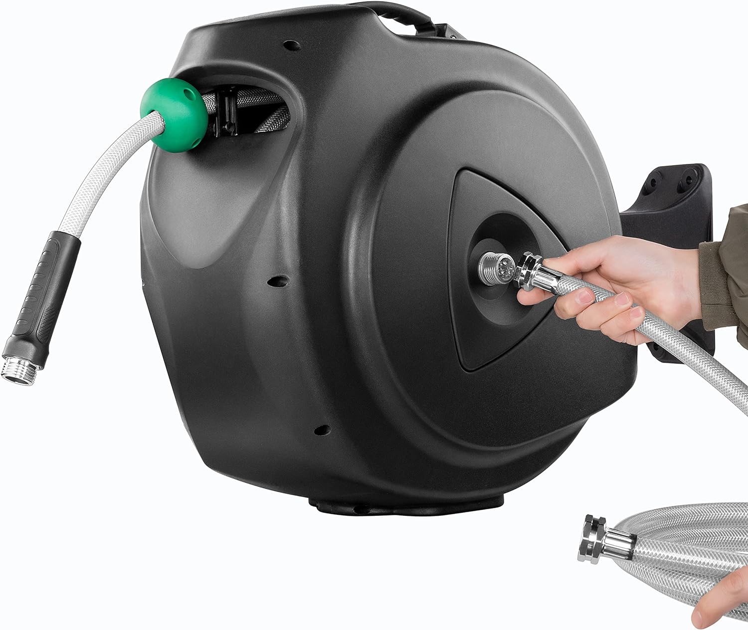 Retractable Water Hose Reel with Connector & Spray Nozzle for