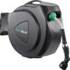 AQUAZILLA Retractable Garden Hose Reel 65FT +6FT 5/8", Durable Wall Mounted Water Hose Reel- Smooth Automatic Rewind, Lock Hose in Any Lenght, 180° Swival Bracket, 9 Pattern Sprayer.