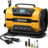 AstroAI Tire Inflator Portable Air Compressor for Car Tire Pump 150PSI 12V DC/110V AC with Dual Metal Motors &LED Light，Automotive Car Accessories&Two mode for car, bicycle tires and air mattresses.
