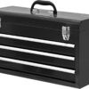 BIG RED 3 Drawer 20“ Metal Tool Box Portable Steel Tool Chest with Metal Latch Closure for Garage, Home and Workbench,Black,ANTBD133-XT