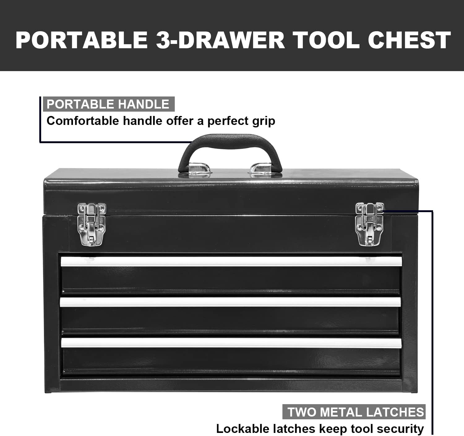 20 in. 3 Drawer Steel Toolbox