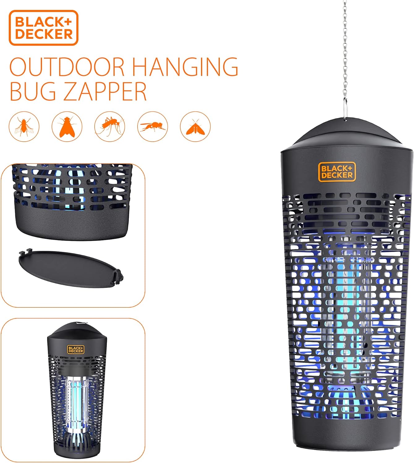 Black + Decker - Black Electric Outdoor Bug Zappers, 2-Pack