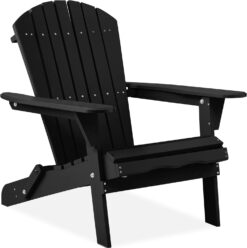 Best Choice Products Folding Adirondack Chair Outdoor Wooden Accent Furniture Fire Pit Lounge Chairs for Yard, Garden, Patio w/ 350lb Weight Capacity - Black