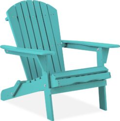 Best Choice Products Folding Adirondack Chair Outdoor Wooden Fire Pit Lounge Chairs for Yard, Garden, Patio w/ 350lb Weight Capacity - Turquoise
