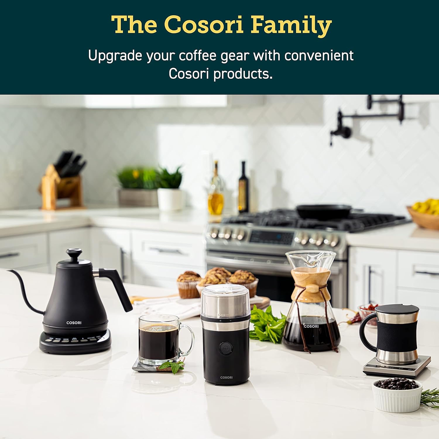 COSORI Electric Coffee Grinders for Spices, Seeds, Herbs, and Coffee Beans,  Spice Blender and Espresso Grinder, Wet and Dry Grinder, Included 2  Removable Stainless Steel Bowls, Black