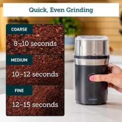 Kaffe Electric Blade Coffee Grinder w/Removable Cup. 4.5oz 14-Cup Capacity.  Cleaning Brush Included. Perfect Grinder for Coffee, Tea, Spices, Corn,  Herbs. (Stainless Steel) 