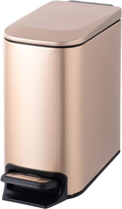Cesun Small Bathroom Trash Can with Lid Soft Close, Step Pedal, 6 Liter / 1.6 Gallon Stainless Steel Garbage Can with Removable Inner Bucket, Anti-Fingerprint Finish (Champaign Gold)