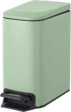 Cesun Small Bathroom Trash Can with Lid Soft Close, Step Pedal, 6 Liter / 1.6 Gallon Stainless Steel Garbage Can with Removable Inner Bucket, Anti-Fingerprint Finish (Matt Green)