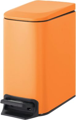 Cesun Small Bathroom Trash Can with Lid Soft Close, Step Pedal, 6 Liter / 1.6 Gallon Stainless Steel Garbage Can with Removable Inner Bucket, Anti-Fingerprint Finish (Matt Orange)