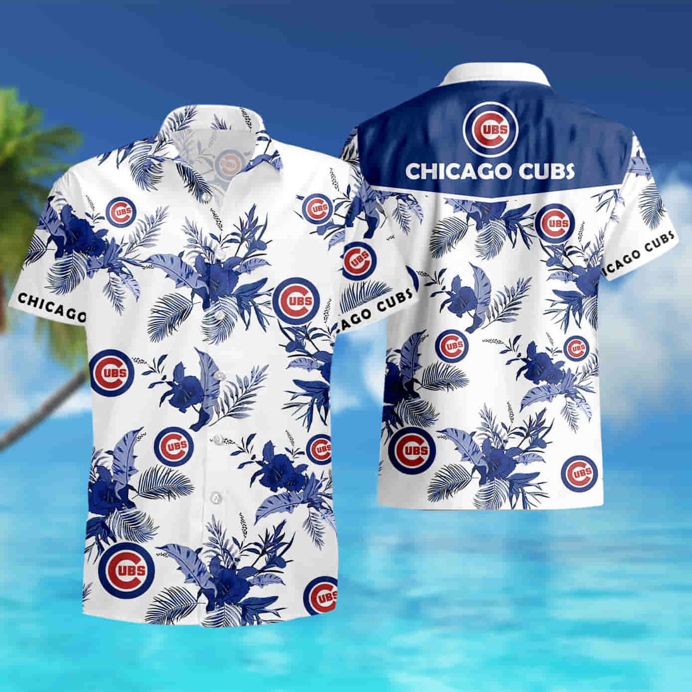 Chicago Cubs Hawaiian Beach Pattern 3D Shirt, Summer Vacation Gift