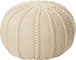 Christopher Knight Home Agatha Knitted Cotton Pouf, Beige Small