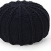 Christopher Knight Home Corisande Modern Knitted Cotton Round Pouf, Dark Blue