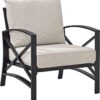 Crosley Furniture KO60007BZ-OL Kaplan Outdoor Metal Arm Chair, Oiled Bronze with Oatmeal Cushions