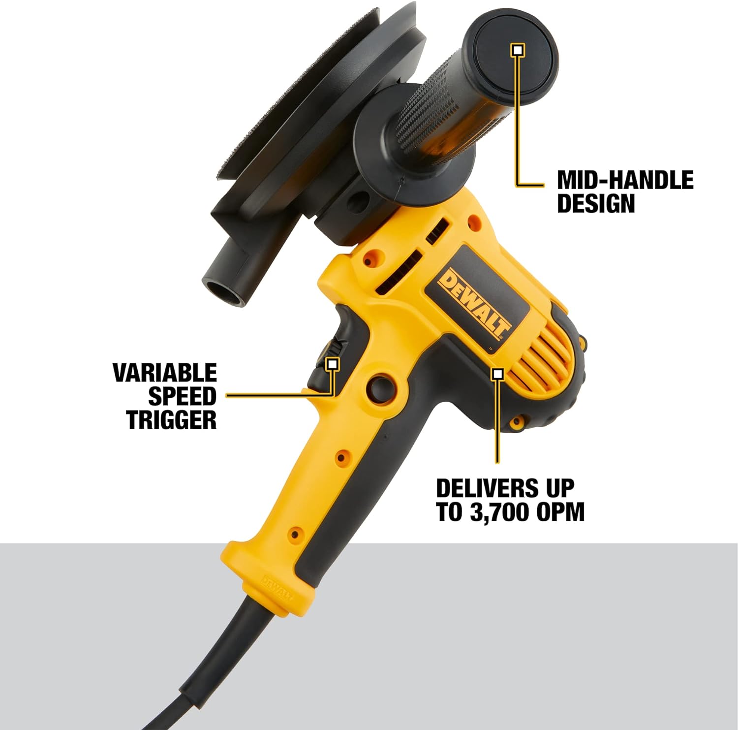 DEWALT Rotary Sander, Variable Speed, Dust Shroud, 5-Inch (DWE6401DS), Yellow1