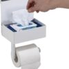 Day Moon Designs Toilet Paper Holder & Flushable Wet Wipes Dispenser for Bathroom | Adult, Men, Women, Feminine Wipe Storage Built-in | Stainless Steel Wall Mount (Matte White, Small)