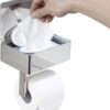 Day Moon Designs Toilet Paper Holder & Flushable Wet Wipes Dispenser for Bathroom | Adult, Men, Women, Feminine Wipe Storage Built-in | Stainless Steel Wall Mount (Polished Chrome, Small)