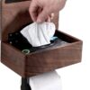 Day Moon Designs Wood Toilet Paper Holder-Wooden Wall Mount Toilet Paper Holder with Shelf as Flushable Wipes Dispenser,Bathroom Storage,Phone Holder Box,Restroom Storage, Black Walnut Wood,Dark Wood