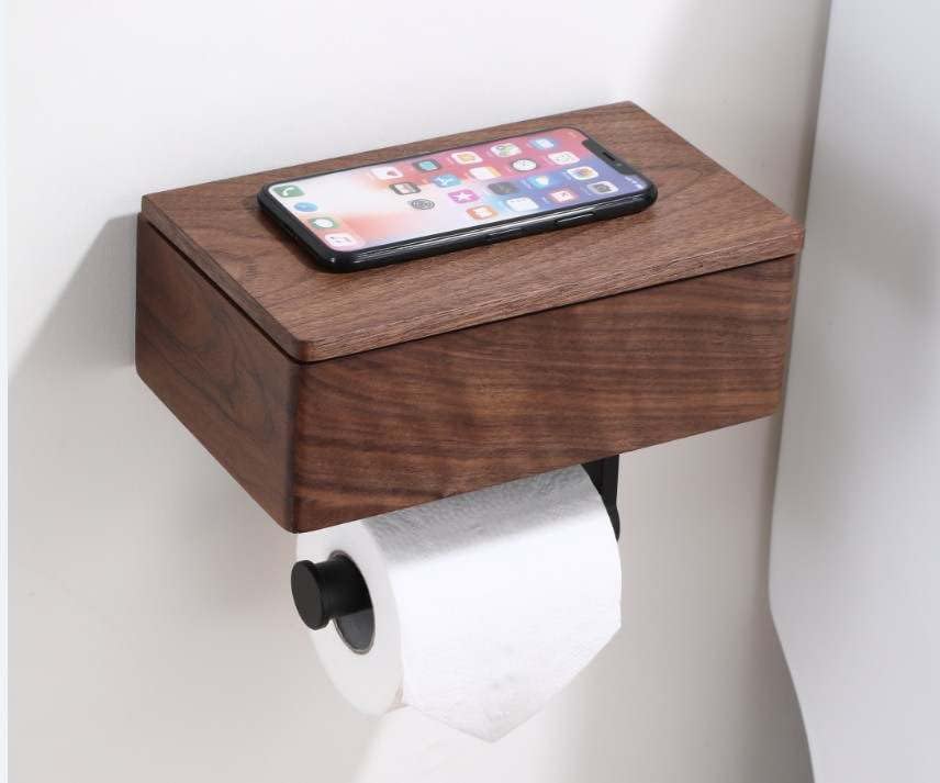 Day Moon Designs Wood Toilet Paper Holder-Wooden Wall Mount Toilet